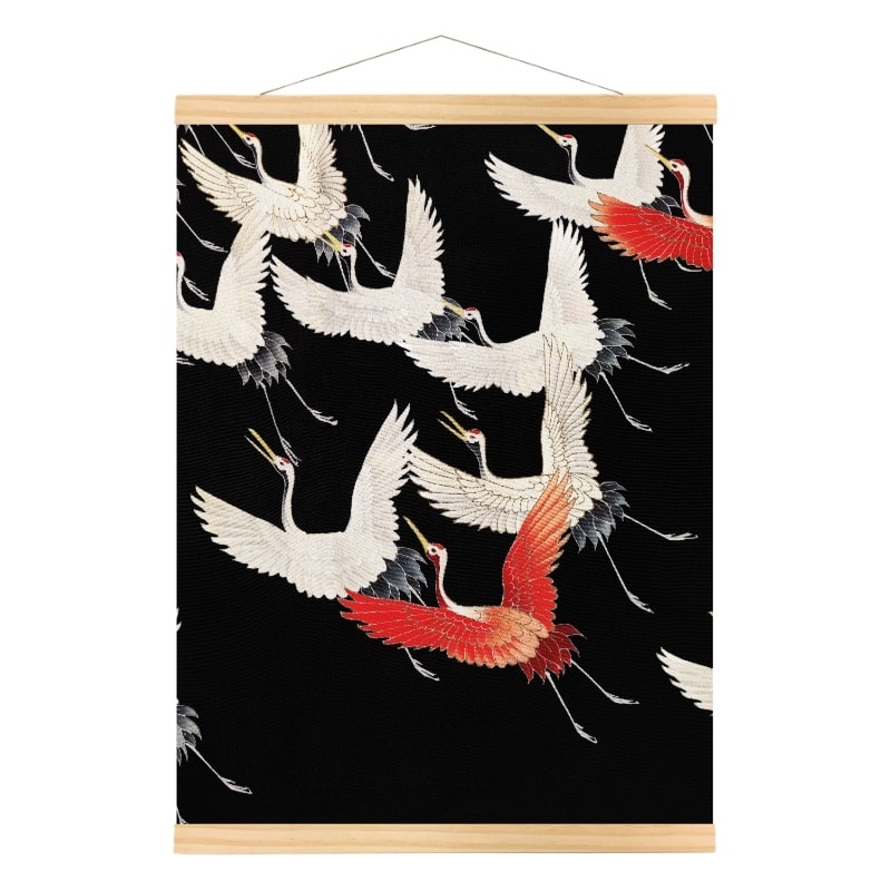 Pintura Japonesa Vuelo de Grullas