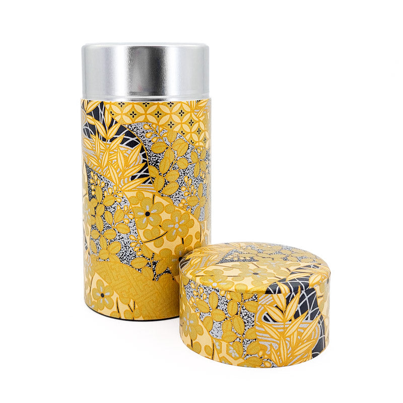 Lata de Té Japonesa Washi Dorado