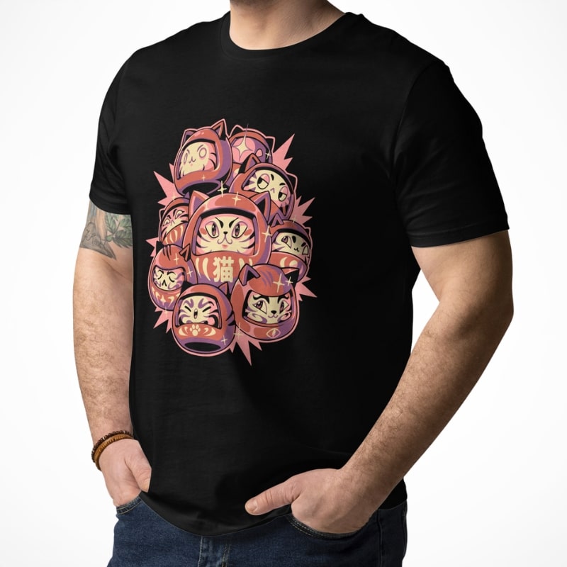 Camiseta Japonesa Daruma Cat