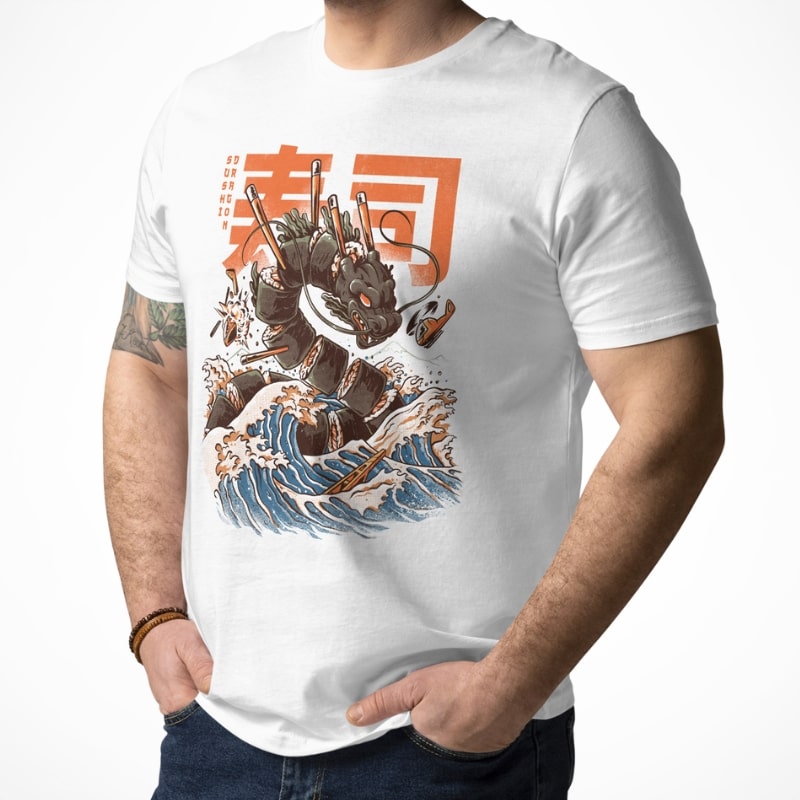 Camiseta Japonesa Dragón Sushi