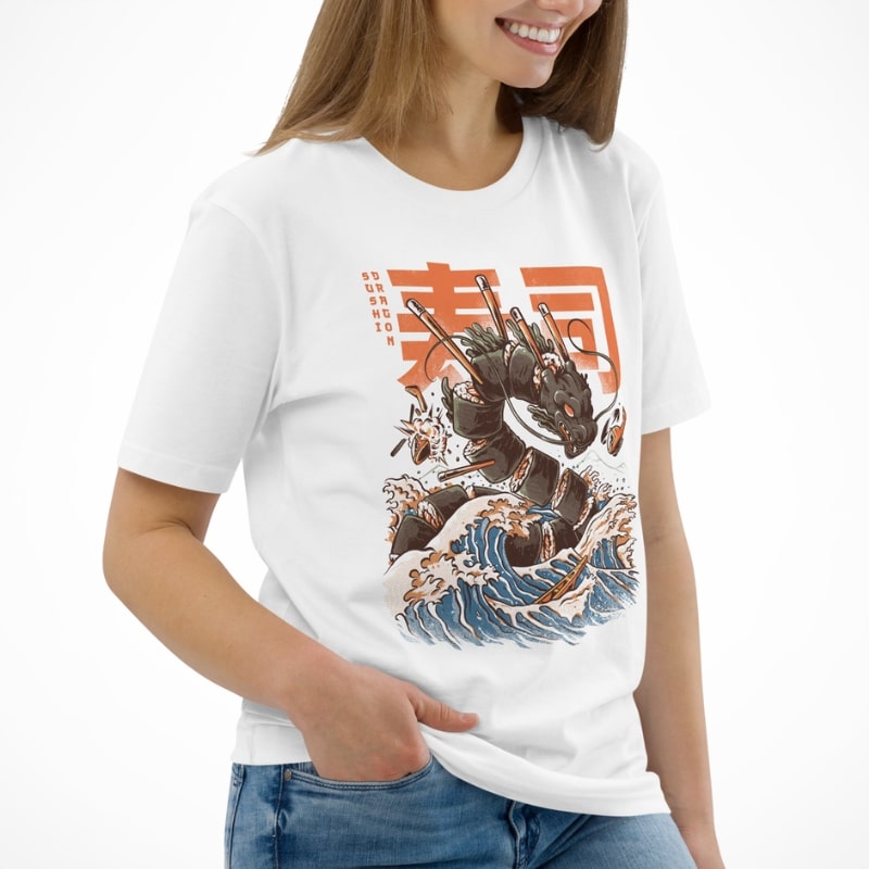Camiseta Japonesa Dragón Sushi
