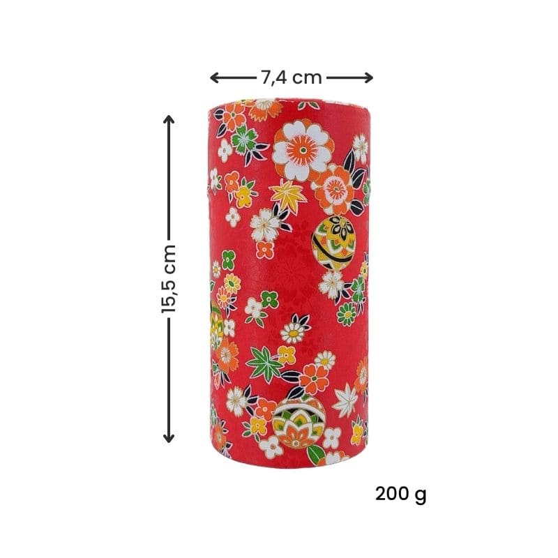 Lata de Té Papel Washi Rojo