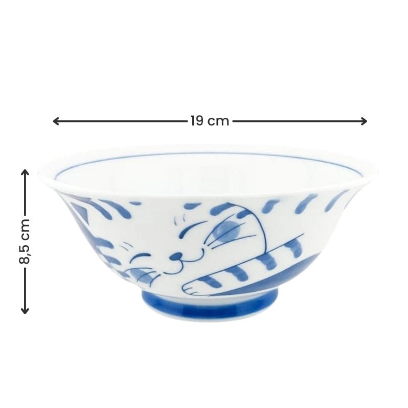 Cuenco Japonés Neko Azul