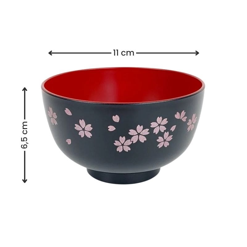Tazón de Sopa Japonés Sakura Negro