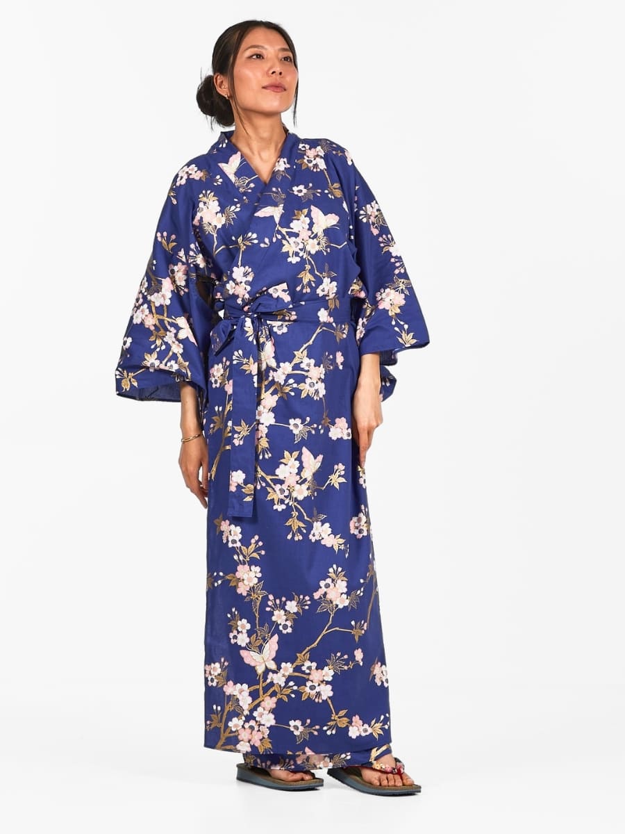 Yukata Kimono Sakura to Chō Mujer