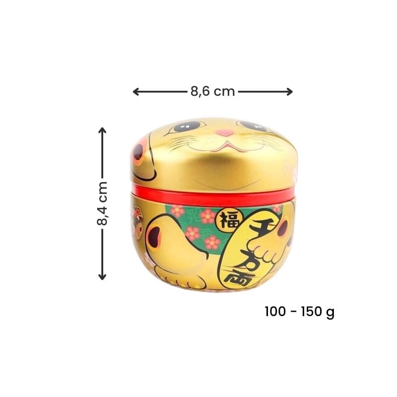 Lata Dorada de Metal para Té Maneki Neko
