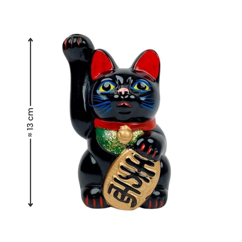 Maneki Neko Seto Negro - 13 cm
