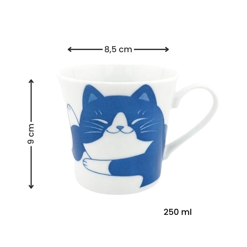 Taza Japonesa Gato Azul