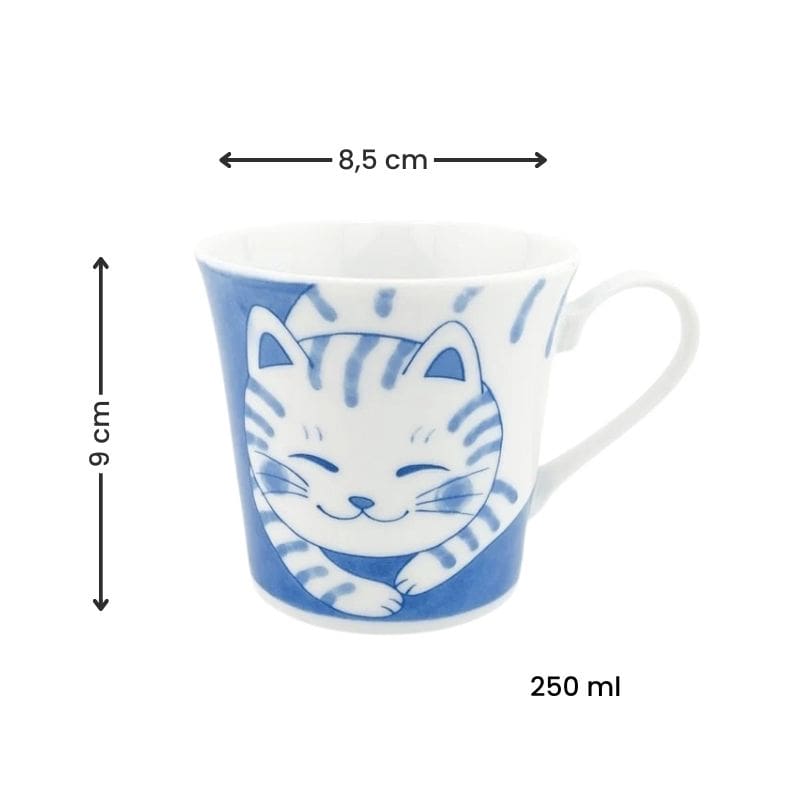 Taza Japonesa Neko Azul