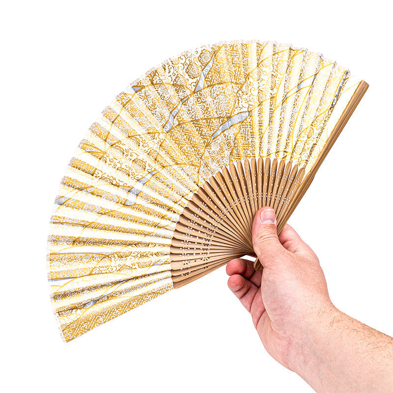 Abanico Japonés Mino Washi Dorado