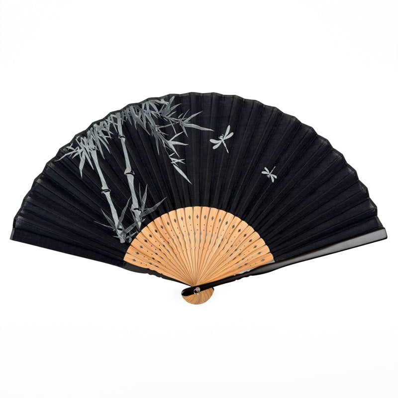 Abanico Japonés Negro Libélula