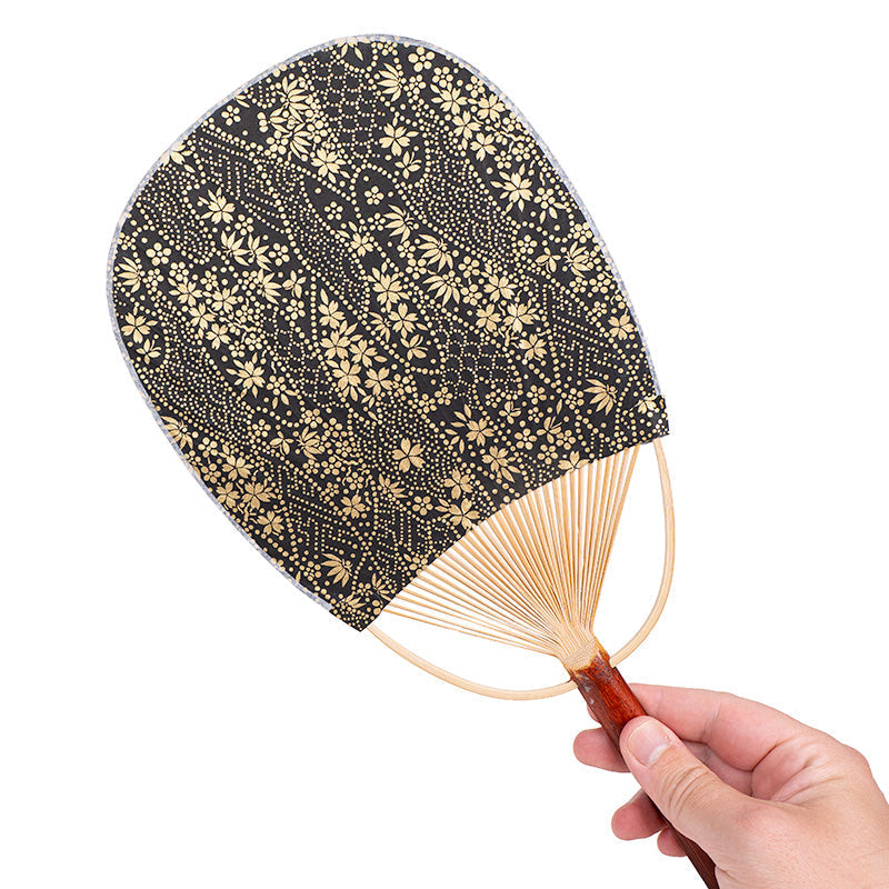 Abanico japonés Uchiwa Washi dorado