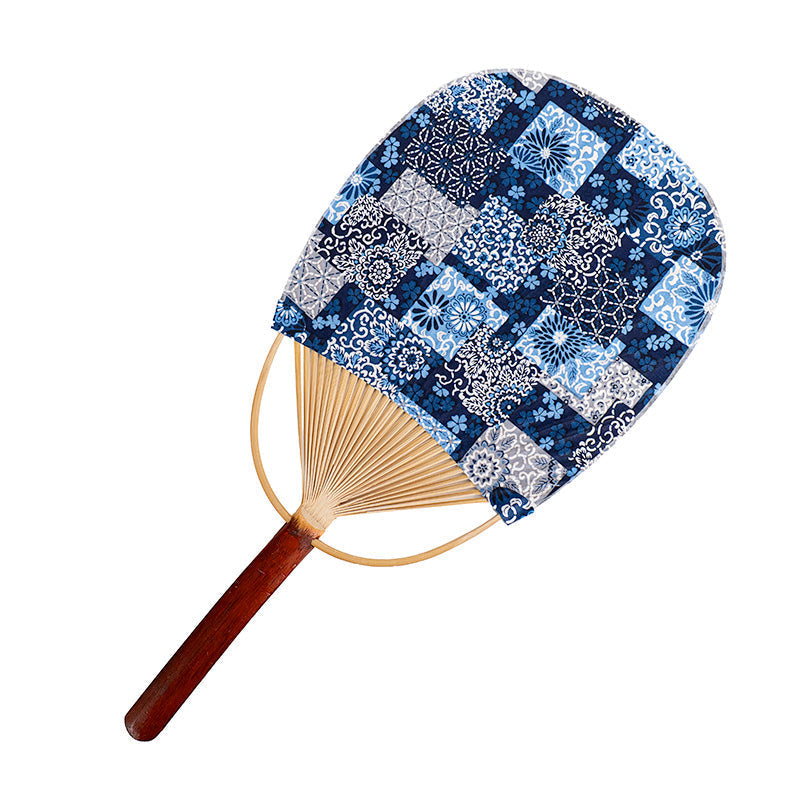 Abanico japonés Uchiwa Washi índigo
