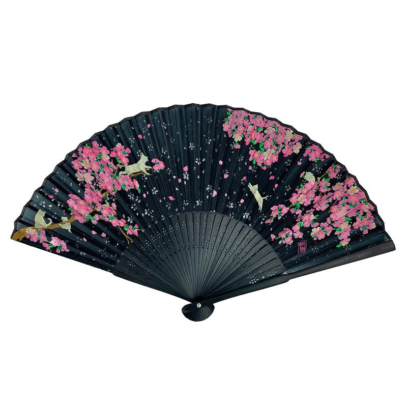Abanico Japonés Negro Sakura