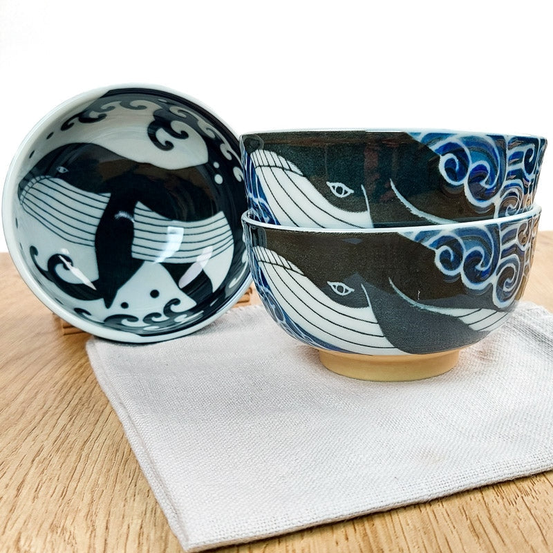 Bol de arroz japonés ballena