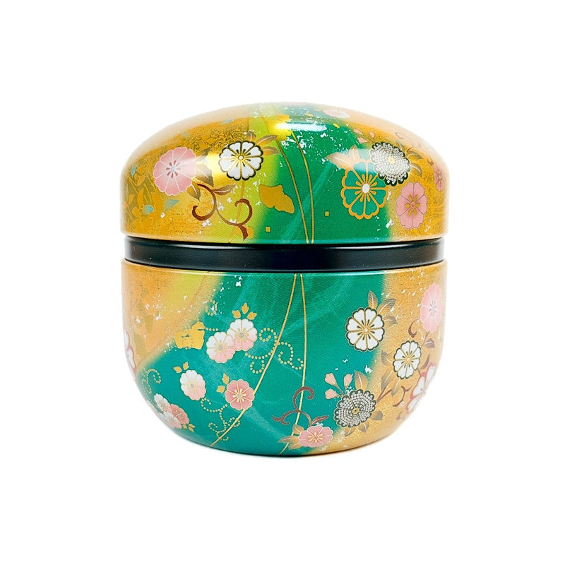 Boîte à Thé Ronde Or et Vert