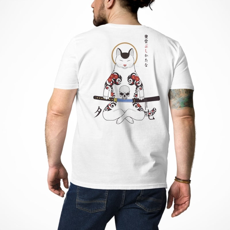 Camiseta Gato Samurái Japonés