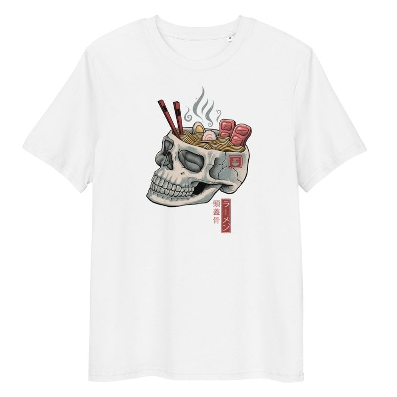Camiseta Japonesa Calavera Ramen S / Blanco