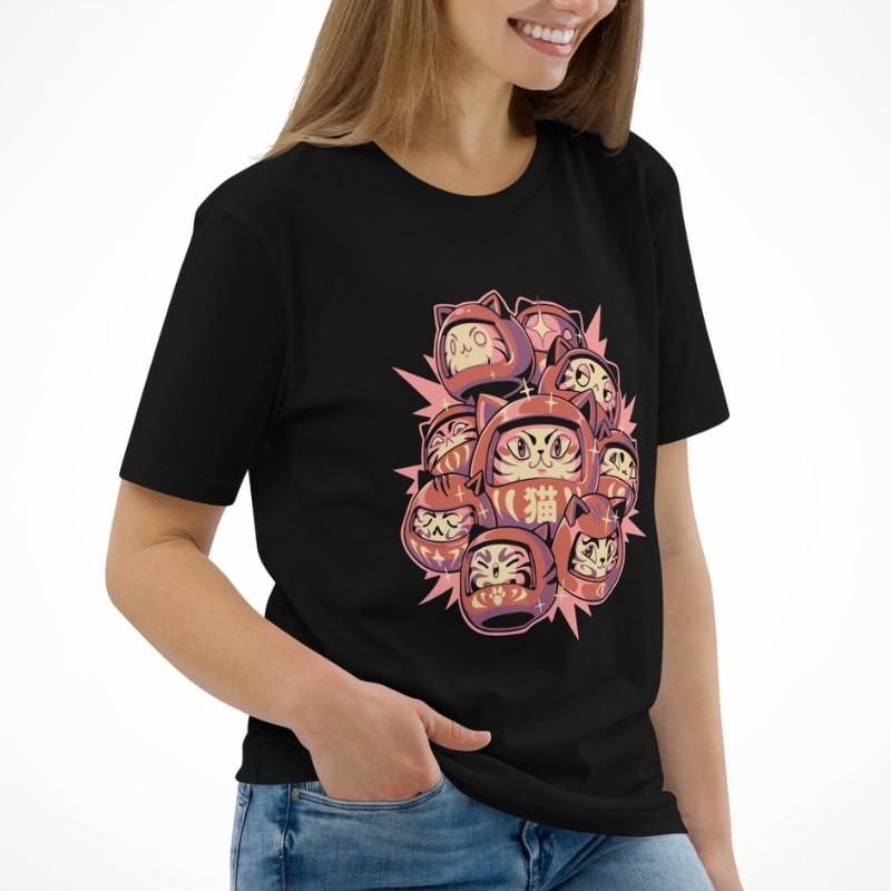 Camiseta Japonesa Daruma Cat