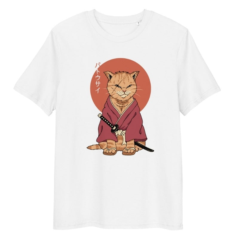 Camiseta Japonesa Neko Battōsai S / Blanco