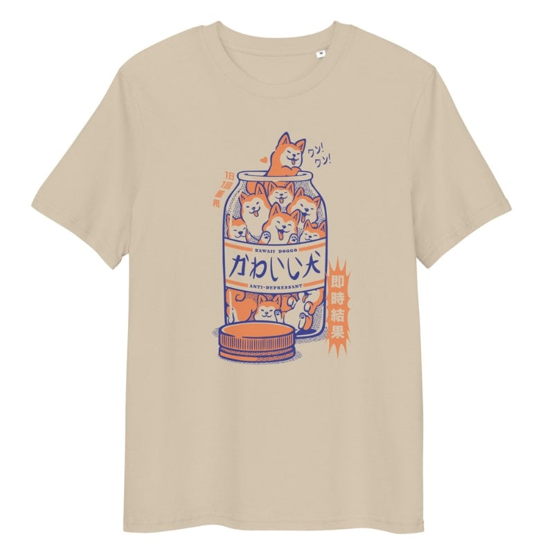 Camiseta Japonesa Shiba Antidepresivos S / Beige