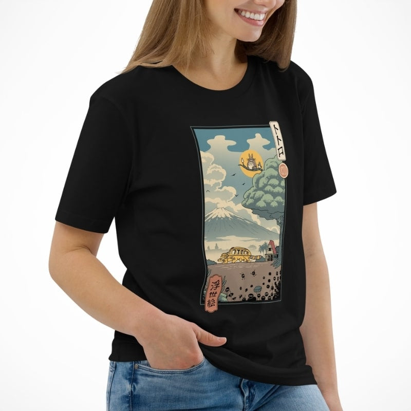 Camiseta Japonesa Ukiyo-e Guardianes Del Bosque