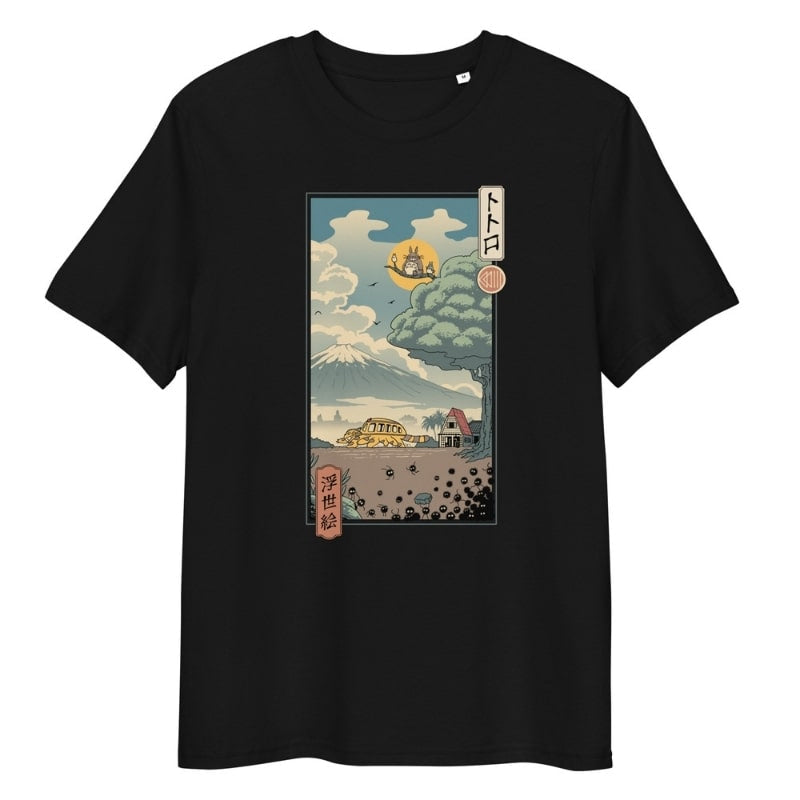 Camiseta Japonesa Ukiyo-e Guardianes Del Bosque S / Negro