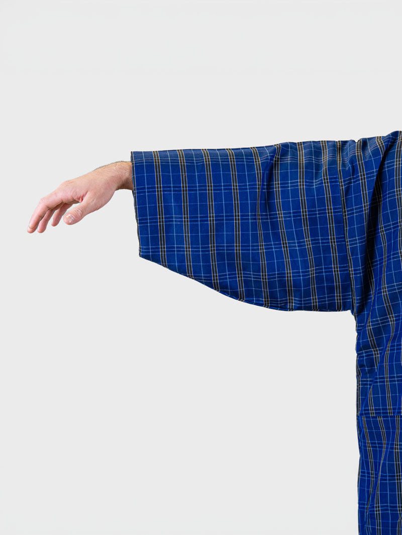 Chaqueta Hanten Hombre – Cuadros Kōshi Azul