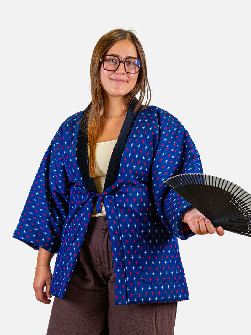 Chaqueta Hanten Mujer – Kasuri Azul ML