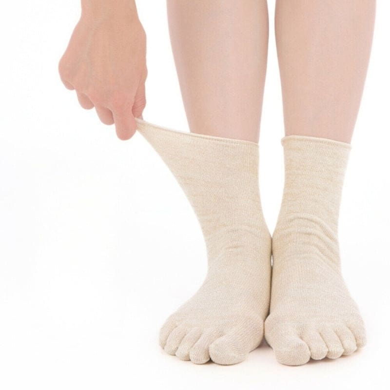Calcetines japoneses de fibra natural 5 dedos - EU 35-38 / Beige
