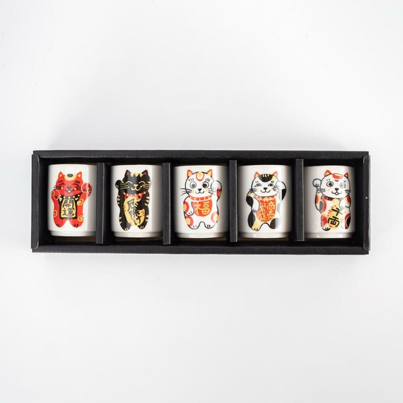Juego de vasos de sake Maneki Neko