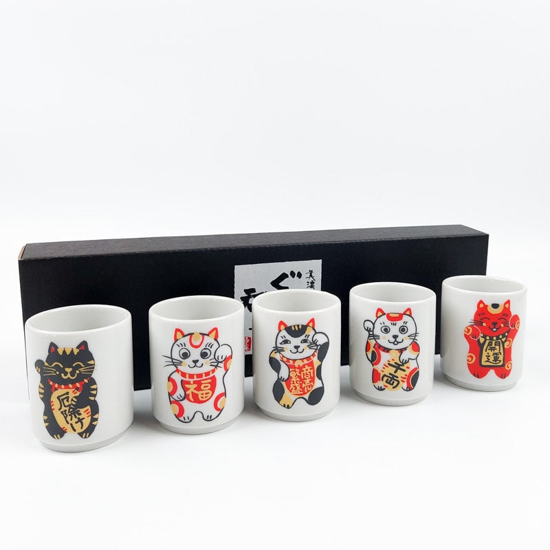 Juego de vasos de sake Maneki Neko