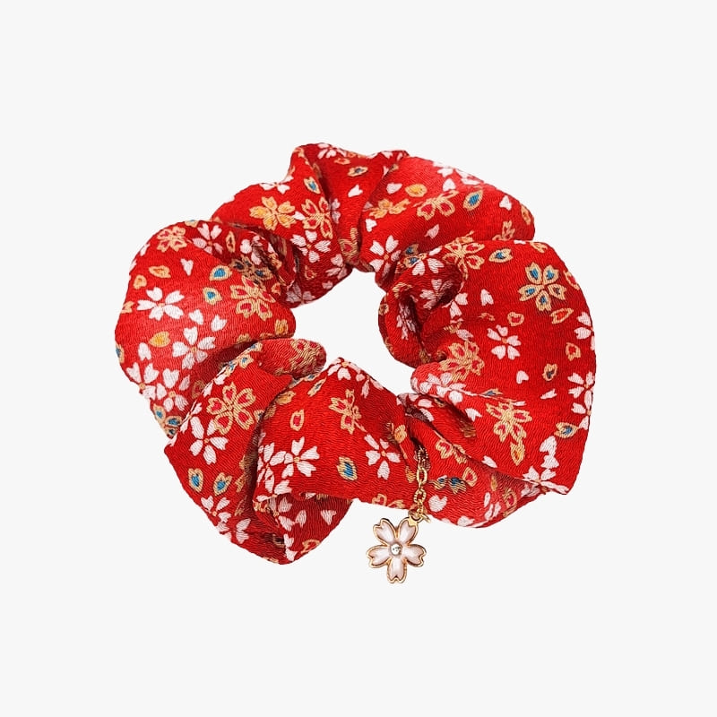 Coletero Japonés Scrunchie Rojo