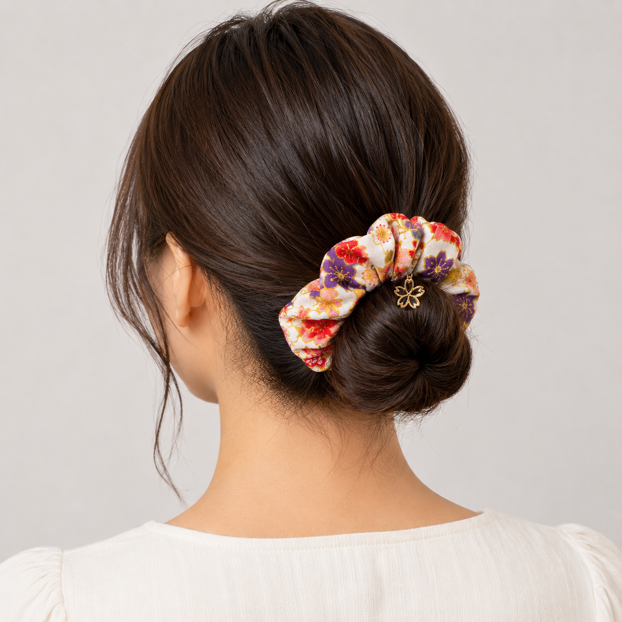 Coletero Scrunchie Japonés Blanco
