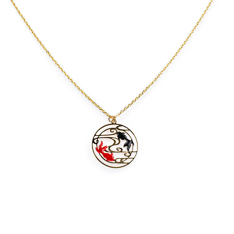 Collar Japonés - Colgante Pez Rojo & Negro