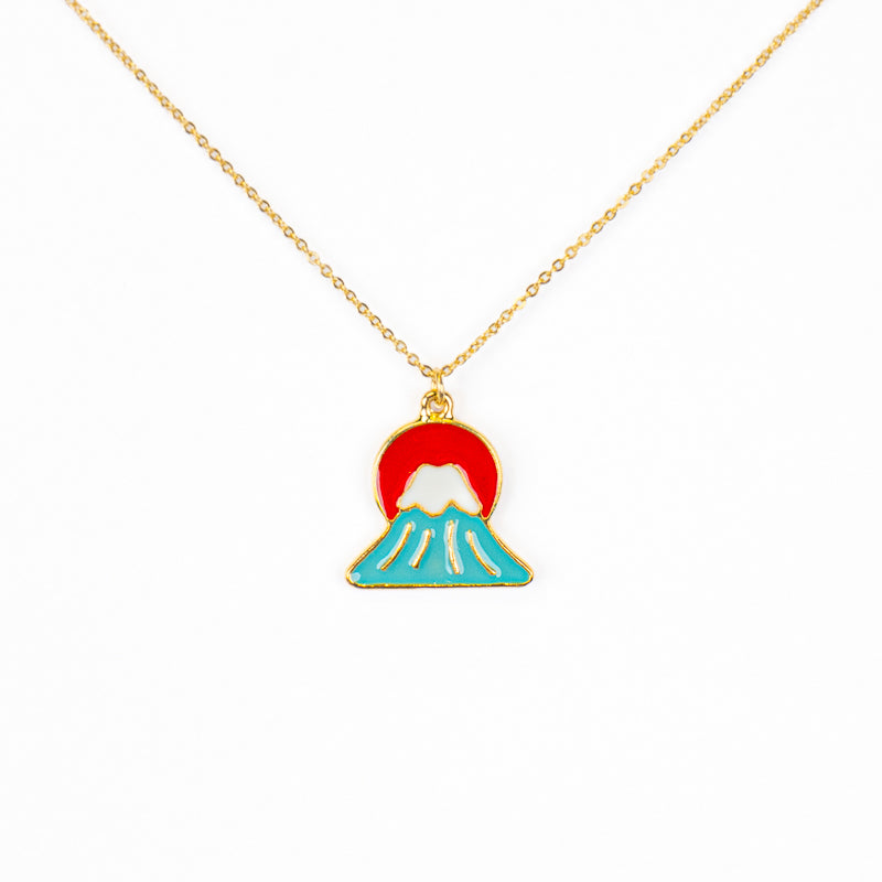 Collar japonés con colgante del sol y el monte Fuji