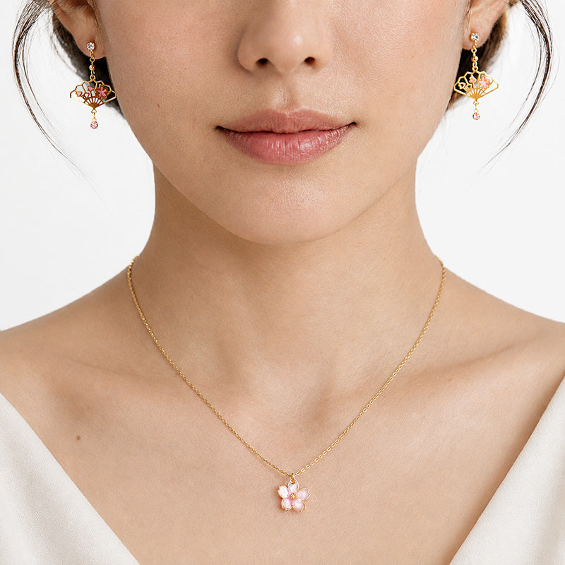 Conjunto Japonés de Pendientes y Collar - Hanami