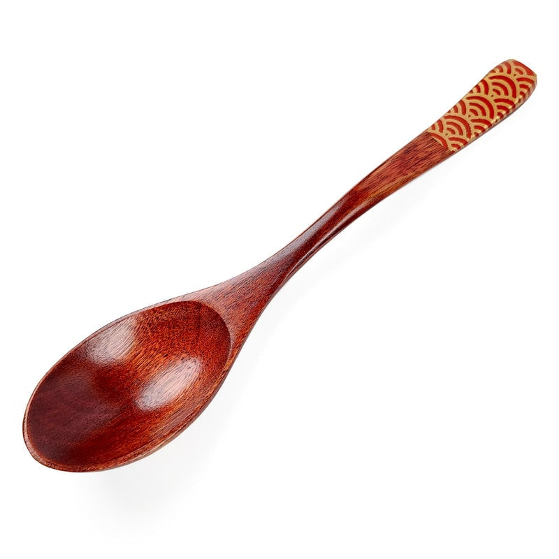 Cuchara Japonesa de Madera Seigaiha - Roja