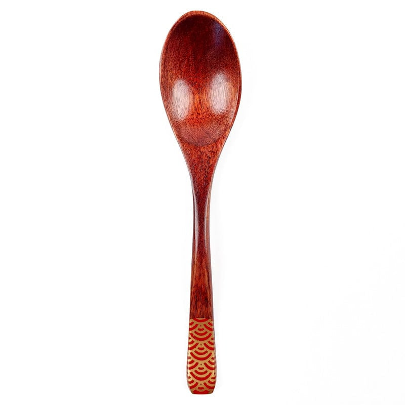 Cuchara Japonesa de Madera Seigaiha - Roja