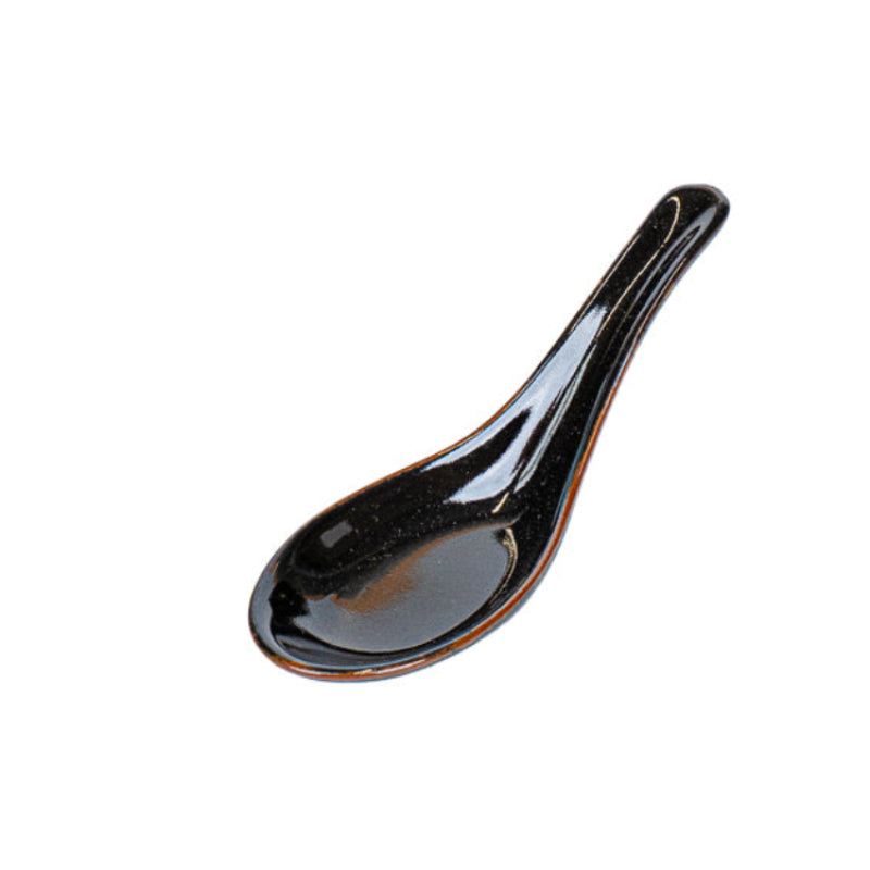 Cuchara Japonesa para Ramen con Soporte - Negra