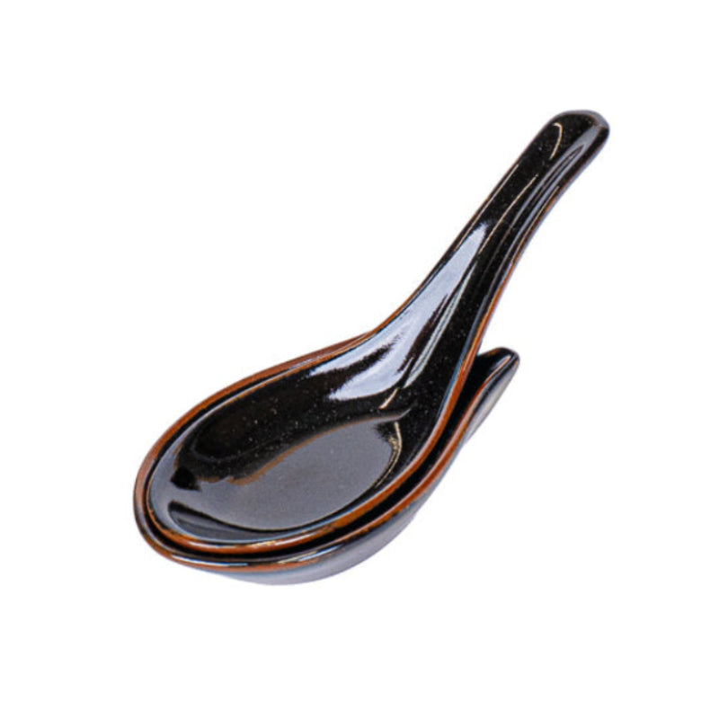 Cuchara Japonesa para Ramen con Soporte - Negra