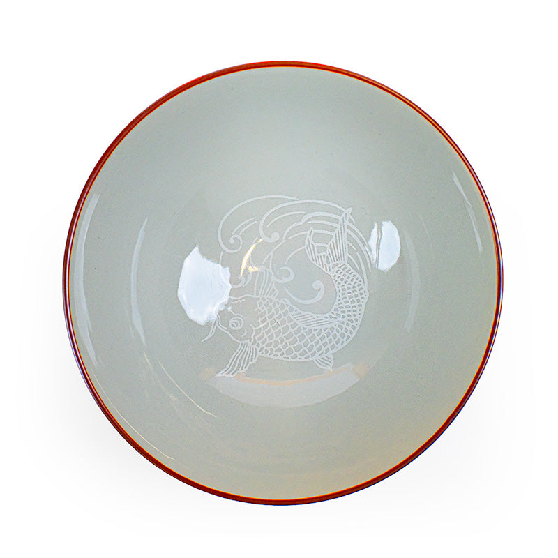 Cuenco japonés de cerámica Carpa Koi