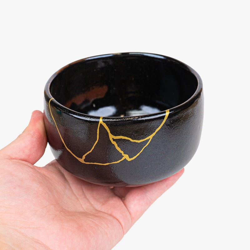 Cuenco Japonés Matcha Kintsugi Negro
