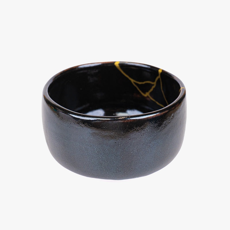 Cuenco Japonés Matcha Kintsugi Negro