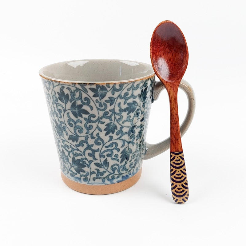 Cuchara de té japonesa de madera - Azul