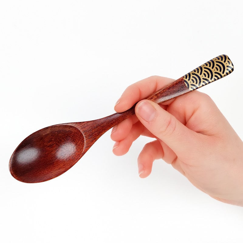 Cuchara japonesa de madera Seigaiha - Azul