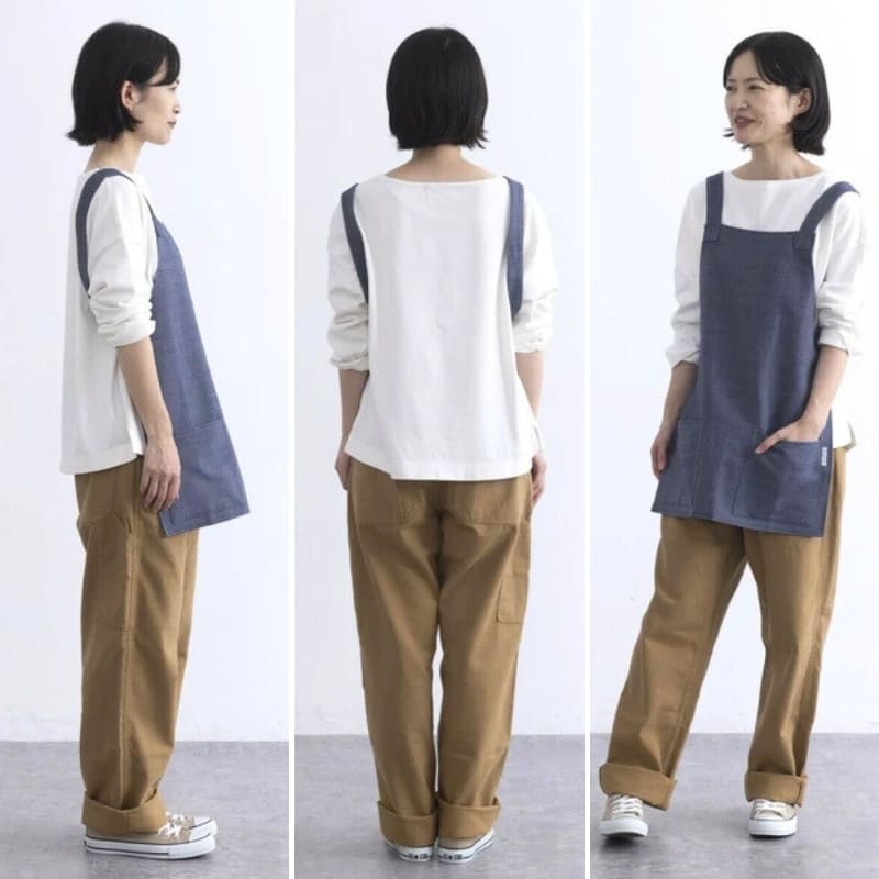 Delantal Corto Japonés Unisex Azul