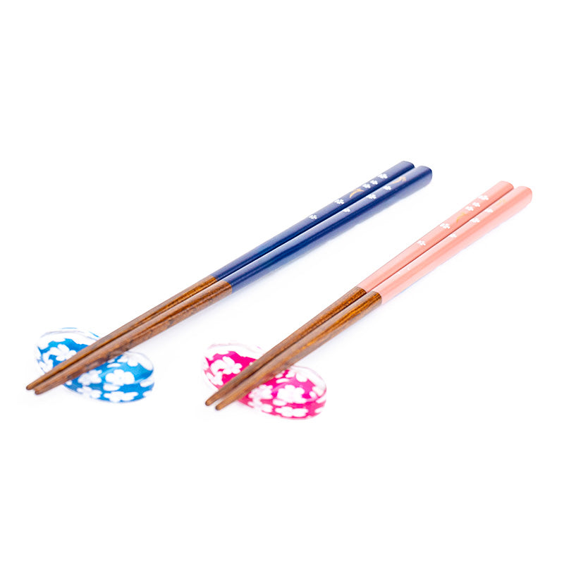 Dúo de palillos japoneses Sakura Usagi y soportes