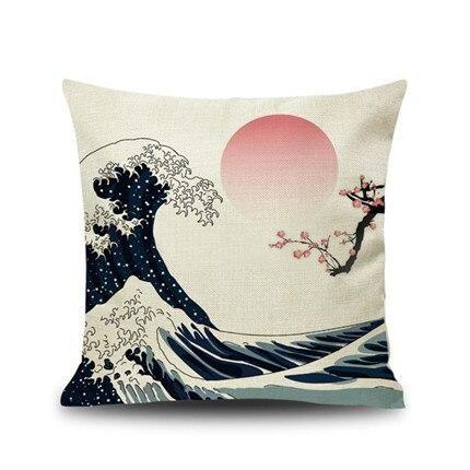 Funda de Cojín Japonesa - Ola y Sakura