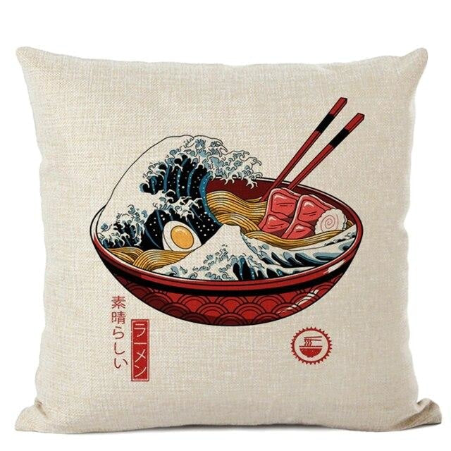 Funda de Cojín Japonesa - Wave Ramen